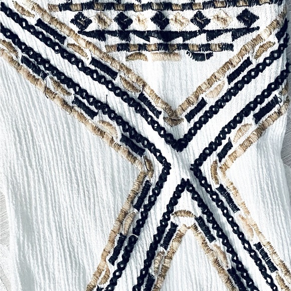 SOFT SURROUNDINGS | Bohemian Balloon Sleeve White Embroidered Tunic Blouse Sz L - Picture 7 of 8